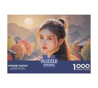 Cute Idol Long Hair Flowing in The Wind 1000 Pcs Carton Premium Coffret De Puzzles Beautiful Woman Stimulant Et Éducatif Jeu Familial Puzzles As Birthday Gifts 38x26cm/1000pcs