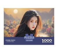 Cute Idol Long Hair Flowing in The Wind 1000 Pcs Carton Premium Lot de Puzzles Beautiful Woman Stimulant Et Éducatif Défi Unique Puzzles pour Adultes Et Enfants 52x38cm/1000pcs