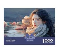 Cute Idol Long Hair Flowing in The Wind 1000 Pièces Carton Extra-épais Coffret De Puzzles Beautiful Woman Stimulant Et Éducatif Jeu Familial Puzzles pour Adultes Et Enfants 70x50cm/1000pcs