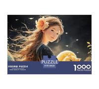 Cute Idol Long Hair Flowing in The Wind 1000 Pièces Carton Extra-épais Coffret De Puzzles Beautiful Woman Stimulant Et Éducatif Jeu Familial Puzzles pour Adultes Et Enfants 38x26cm/1000pcs