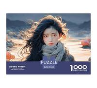 Cute Idol Long Hair Flowing in The Wind 1000 Pièces Carton Extra-épais Coffret De Puzzles Beautiful Woman Stimulant Et Éducatif Jeu Familial Puzzles pour Adultes Et Enfants 70x50cm/1000pcs