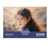 Cute Idol Long Hair Flowing in The Wind 1000 Pièces Carton Premium Coffret De Puzzles Elegant Girl Stimulant Et Éducatif Jeu Créatif Puzzles pour Adultes Et Enfants 70x50cm/1000pcs