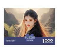 Cute Idol Long Hair Flowing in The Wind 1000 Pièces Carton Premium Lot de Puzzles Elegant Girl Anti-Stress Jeu Familial Puzzles pour Adultes Et Enfants 52x38cm/1000pcs