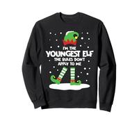 Cute I'm The Youngest Elf Rules Don't Apply to Me Christmas Party Sweatshirt