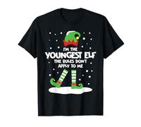 Cute I'm The Youngest Elf Rules Don't Apply to Me Christmas Party T-Shirt