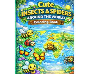 Cute Insects & Spiders Around the World Coloring Book for Kids Ages 3-8: Fun and Easy Bug Coloring Pages from Every Continent | Bees, Butterflies, ... Big Simple Designs for Toddlers and Preschool