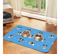 Cute Jack Russell Terrier Dogs with Bones Pattern,Waterproof Pet Feeding Mat,PU Leather Placemats for Cat Dog Water Bowl,Food Mats,40x60cm