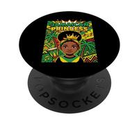 Cute Jamaican Princess Caribbean Afro Girl Cown PopSockets PopGrip Adhésif