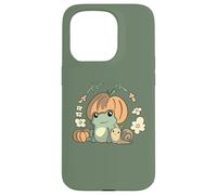 Cute Kawaii Fall Cottagecore Aesthetic Frog with Pumpkin Coque pour iPhone 15 Pro