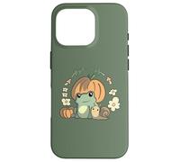 Cute Kawaii Fall Cottagecore Aesthetic Frog with Pumpkin Coque pour iPhone 16 Pro