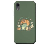 Cute Kawaii Fall Cottagecore Aesthetic Frog with Pumpkin Coque pour iPhone XR