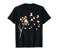 Cute Kawaii Funny Dandelion Corgi Fly Animal Lover Flower T-Shirt