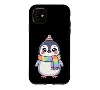 Cute Kawaii Penguin Rainbow Beanie Scarf Winter Coque pour iPhone 11
