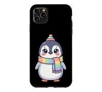 Cute Kawaii Penguin Rainbow Beanie Scarf Winter Coque pour iPhone 11 Pro Max