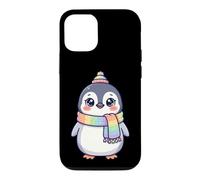 Cute Kawaii Penguin Rainbow Beanie Scarf Winter Coque pour iPhone 12/12 Pro