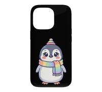 Cute Kawaii Penguin Rainbow Beanie Scarf Winter Coque pour iPhone 13 Pro