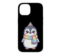Cute Kawaii Penguin Rainbow Beanie Scarf Winter Coque pour iPhone 14