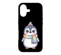 Cute Kawaii Penguin Rainbow Beanie Scarf Winter Coque pour iPhone 17