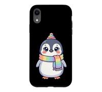 Cute Kawaii Penguin Rainbow Beanie Scarf Winter Coque pour iPhone XR