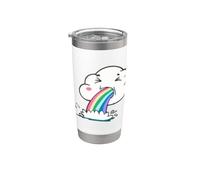 Cute Kawaii Rainbow Puking Cloud Design Gobelet isotherme en acier inoxydable double paroi