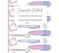 Cute Kawaii School Supplies Composition Notebook |120 Wide Ruled Pages, 7.5 x 9.25, for kids, tweens, teens, and adults for school, work, ideas, journaling, planning