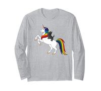 Cute Kid Girls Womens Rainbow Unicorn Scottish Terrier Lover Manche Longue