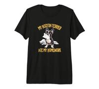 Cute Kids Boys Girls Funny Ate My Homework Bostie Dog Lover T-Shirt Haut de Gamme