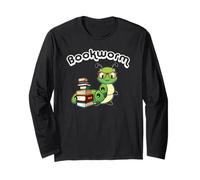 Cute Kids Girls Boys Kawaii Bookworm Reading Lover Manche Longue