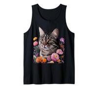 Cute Kitten Cat Flower Floral Garden Débardeur