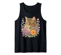 Cute Kitten Cat Flower Floral Garden Débardeur