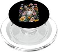Cute Kitten Cat Flower Floral Garden PopSockets PopGrip pour MagSafe