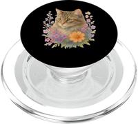 Cute Kitten Cat Flower Floral Garden PopSockets PopGrip pour MagSafe