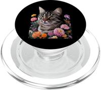 Cute Kitten Cat Flower Floral Garden PopSockets PopGrip pour MagSafe