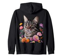 Cute Kitten Cat Flower Floral Garden Sweat à Capuche
