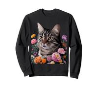 Cute Kitten Cat Flower Floral Garden Sweatshirt