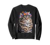 Cute Kitten Cat Flower Floral Garden Sweatshirt