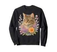 Cute Kitten Cat Flower Floral Garden Sweatshirt