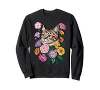 Cute Kitten Cat Flower Floral Garden Sweatshirt