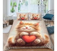 Cute Kitten Holding he Ensemble De Literie Douce Microfibre 3 pièces Imprimé en 3D Digital Art Cute Linge de Lit avec Fermeture Éclair Ultra Douce for Chambre à Coucher King（220x240cm）