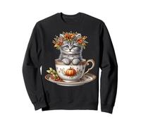 Cute Kitten in A Autumn Tea Cup for Fall and Coffee Lover Sweatshirt