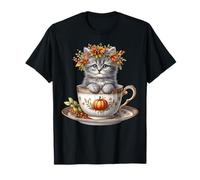 Cute Kitten in A Autumn Tea Cup for Fall and Coffee Lover T-Shirt