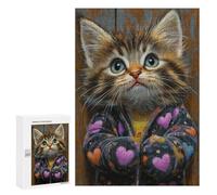 Cute Kitten in Heart Jacket-1 Puzzle 1000 Pièces Educa Jouet en Bois Cadeau Unique Décoration Intérieure Jeu Éducatif Challenge Toy Adultes Et Enfants À Partir De 14 Ans 300 PCS