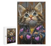 Cute Kitten in Heart Jacket-1 Puzzle 1000 Pièces Educa Jouet en Bois Cadeau Unique Décoration Intérieure Jeu Éducatif Challenge Toy Adultes Et Enfants À Partir De 14 Ans 1000 PCS