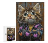 Cute Kitten in Heart Jacket-1 Puzzle 1000 Pièces Educa Jouet en Bois Cadeau Unique Décoration Intérieure Jeu Éducatif Challenge Toy Adultes Et Enfants À Partir De 14 Ans 500 PCS