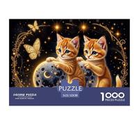 Cute Kitten Moon Papier Épais Et Solide Parfait pour Renforcer Les Capacités Cognitives, La Mémoire Et La Concentration Mentale 52x38cm/1000pcs
