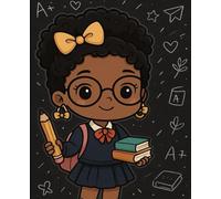 Cute Kubi Girl Composition Notebook - Chalkboard School Doodle Cover | 100 College Ruled Pages | 7.5 × 9.25” | Cute Black Girl School Notebook for Kids, Students & Teachers