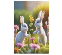 Cute Lapin Puzzle Enfants 1000pcs, Puzzles en Bois- Kit Bricolage Relax Jeux pour Adolescents Et Adultes Cadeaux 78×53cm