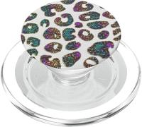 Cute Leopard Print Rainbow Pattern Fashion Design on White PopSockets PopGrip pour MagSafe