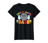 Cute Leopard Smile Face Back to School Bash Teacher Student T-Shirt Graphique avec Valeur, Femme, Noir, L