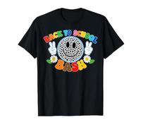 Cute Leopard Smile Face Back to School Bash Teacher Student T-Shirt Graphique avec Valeur, Homme, Noir, M
